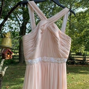 Cross halter pink formal dress